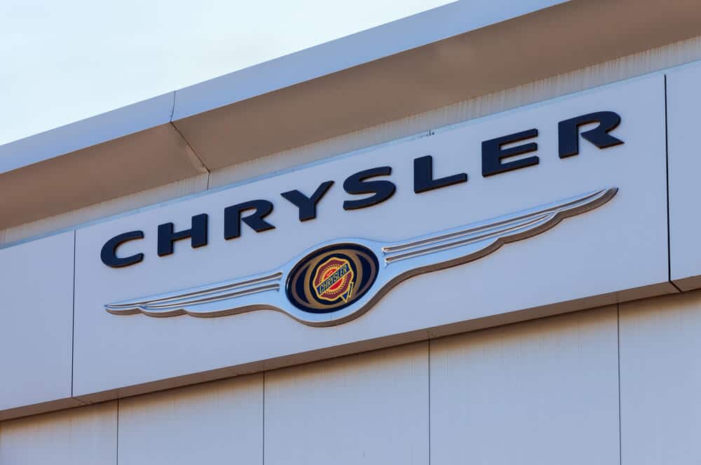 Chrysler sign on the side of a building