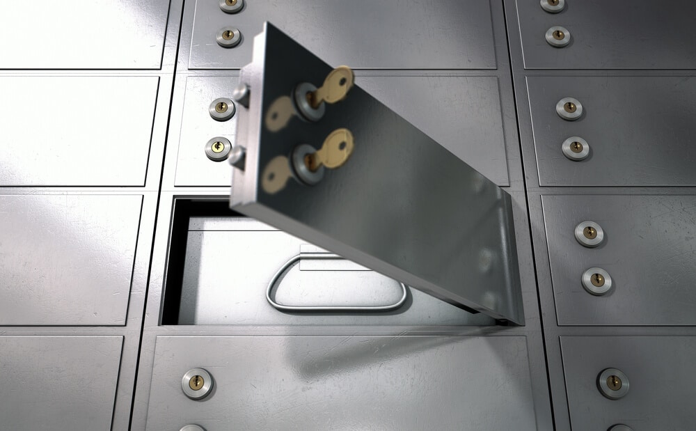 an open safe deposit box